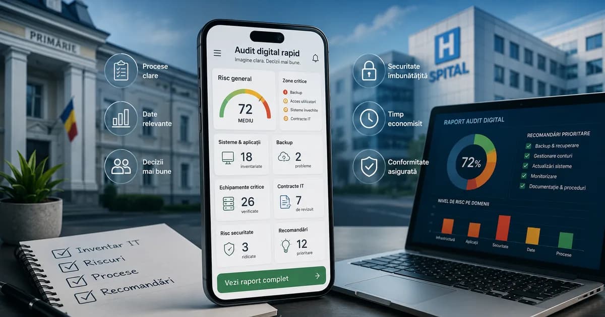 Audit digital rapid pentru primării și spitale: ce ar trebui să știe conducerea înainte să apară o problemă